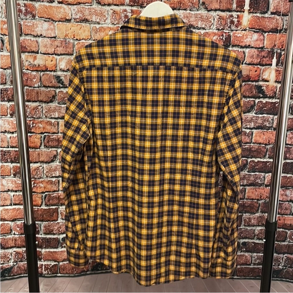 Massimo Dutti tessuto Italiano men's button down shirt large yellow navy - Picture 5 of 5
